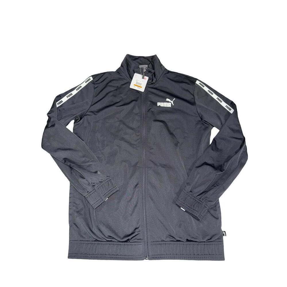 PUMA Jacket Full Zip Micro Tape Track Athletic Grey Sz Small Pockets Gray